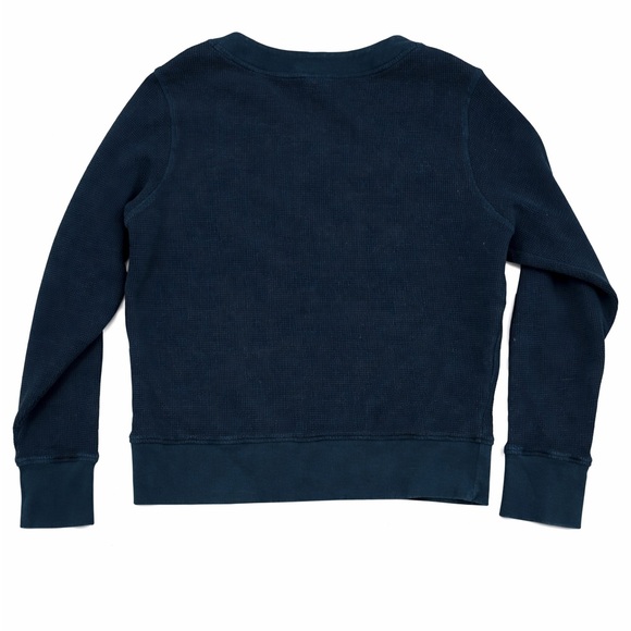 PACT Organic Cotton Waffle Knit Henley Sweater Large Teal Long Sleeve - Picture 3 of 7